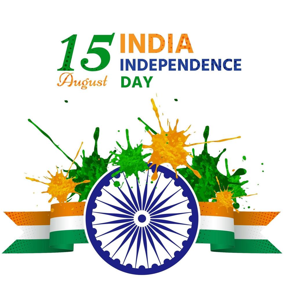 día de la independencia de la india con cinta y acuarela vector