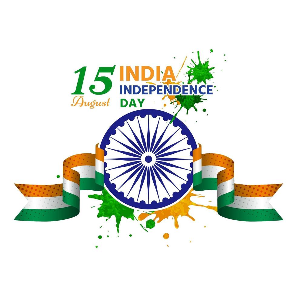 ndia independence day has a wheel in the center attached to ribbon vector