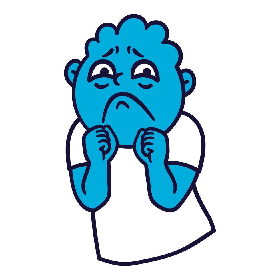 hombre con emociones tristes. tristeza avatar emoji. vector