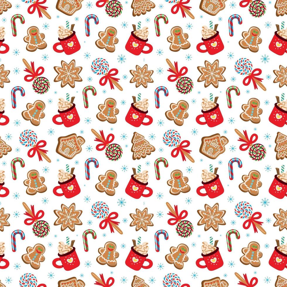 pattern of assorted traditional desserts for Christmas celebration vector