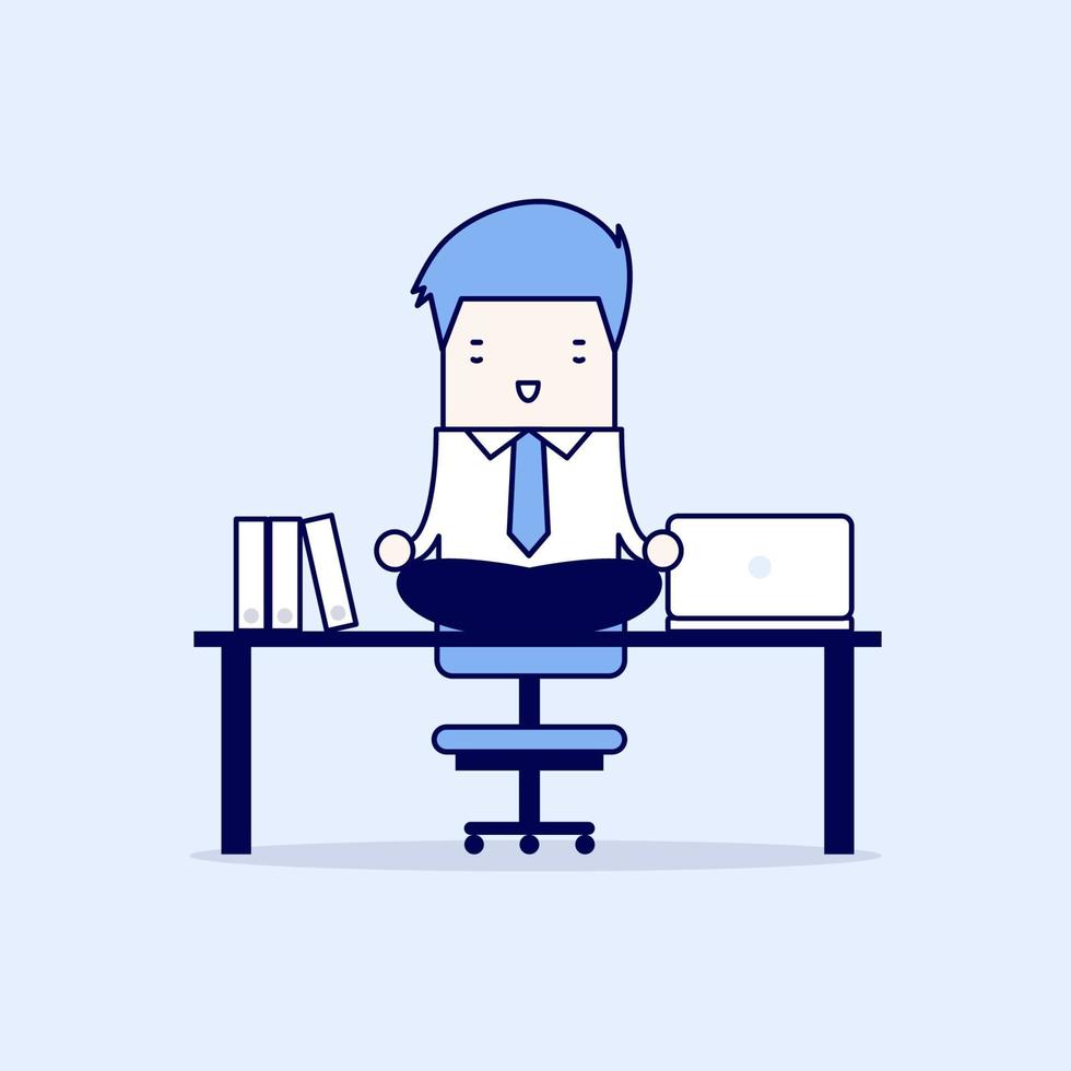 Businessman meditation in office. vector