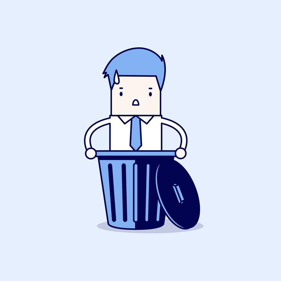 Businessman dropped into trash. vector