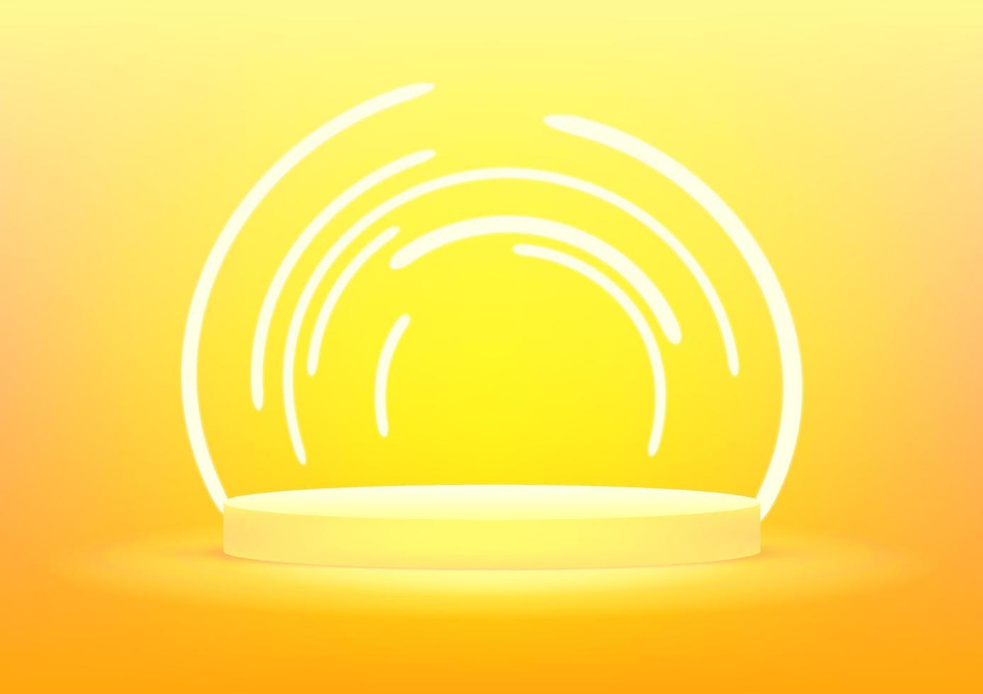 Empty podium studio yellow background for product display. vector