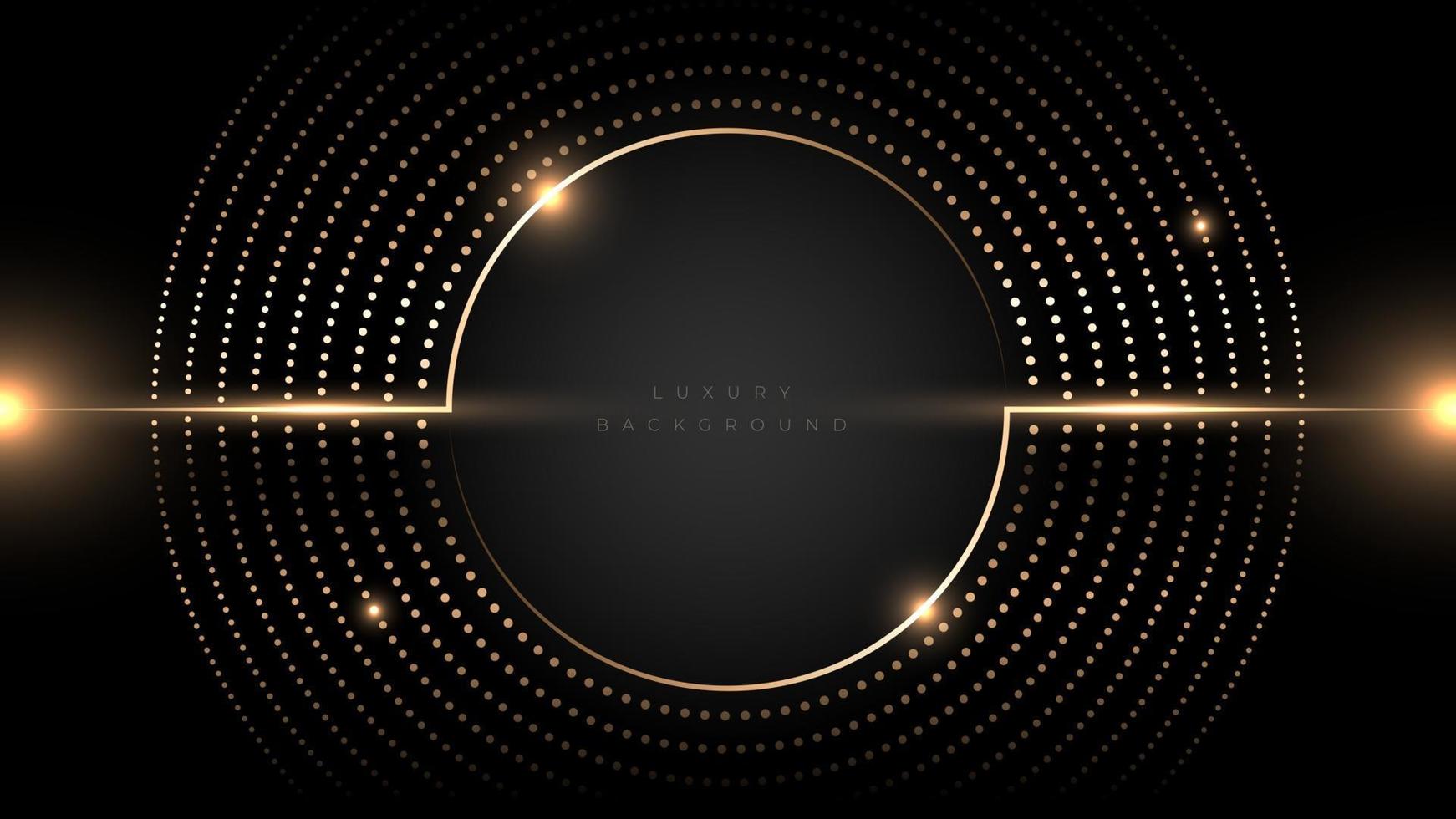 Abstract dots light circle luxury effect on black and gold background vector