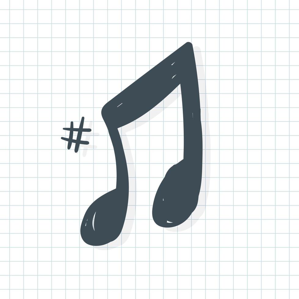 icono de nota musical en estilo doodle vector
