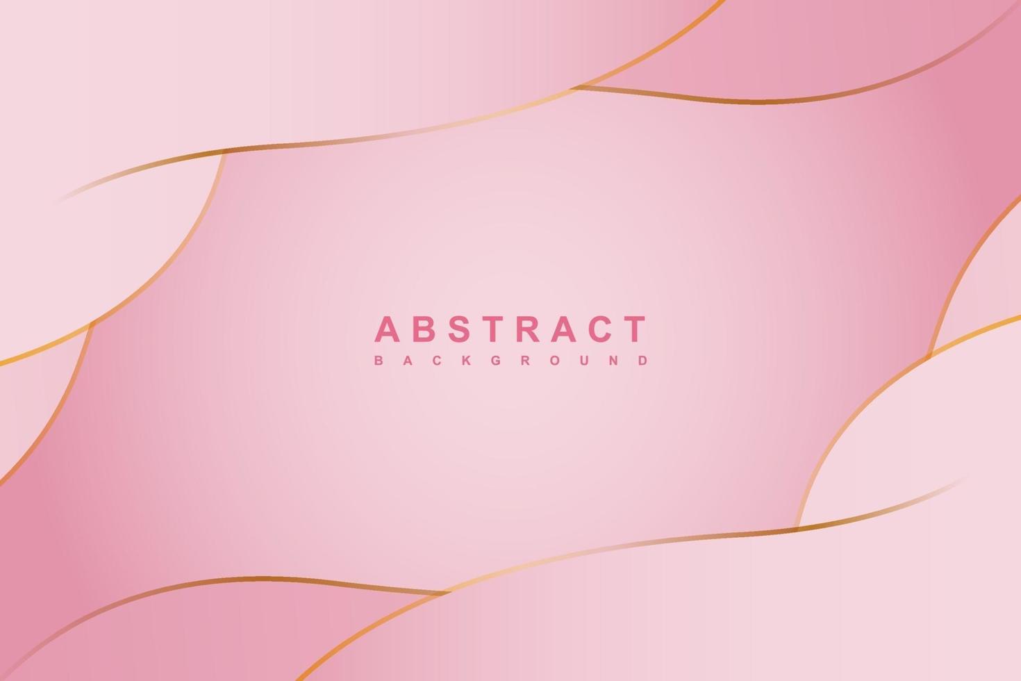 Abstract pink gradient color background with wavy lines gold element vector