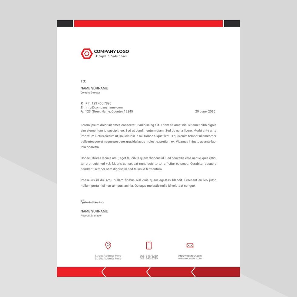 Elegant letterhead template design in minimalist style vector