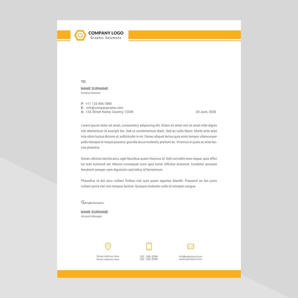 Elegant letterhead template design in minimalist style vector
