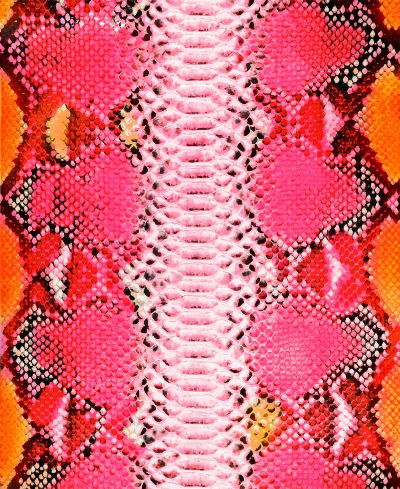 Fondo de piel de serpiente. textura de color naranja y coral. vector