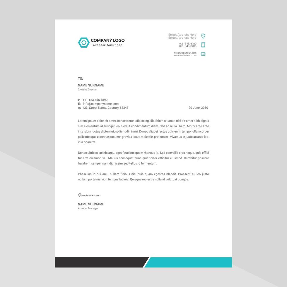 Elegant letterhead template design in minimalist style vector