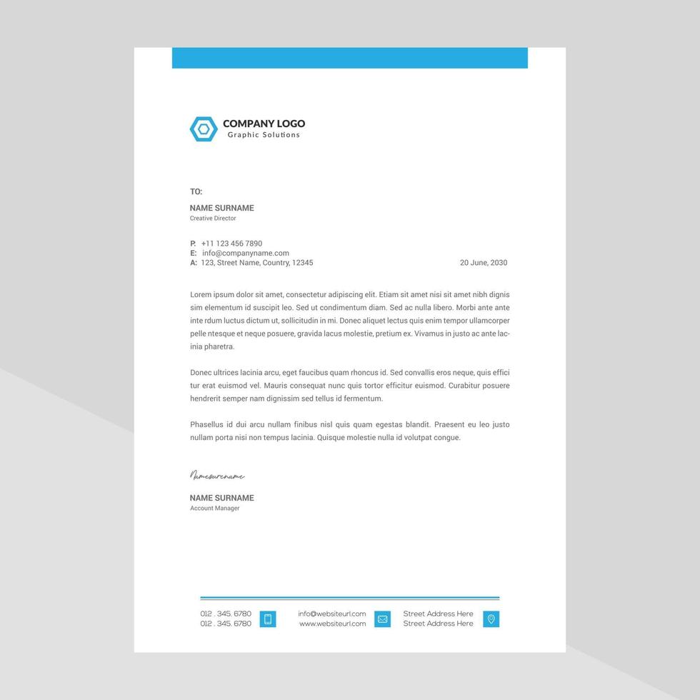 Elegant letterhead template design in minimalist style vector