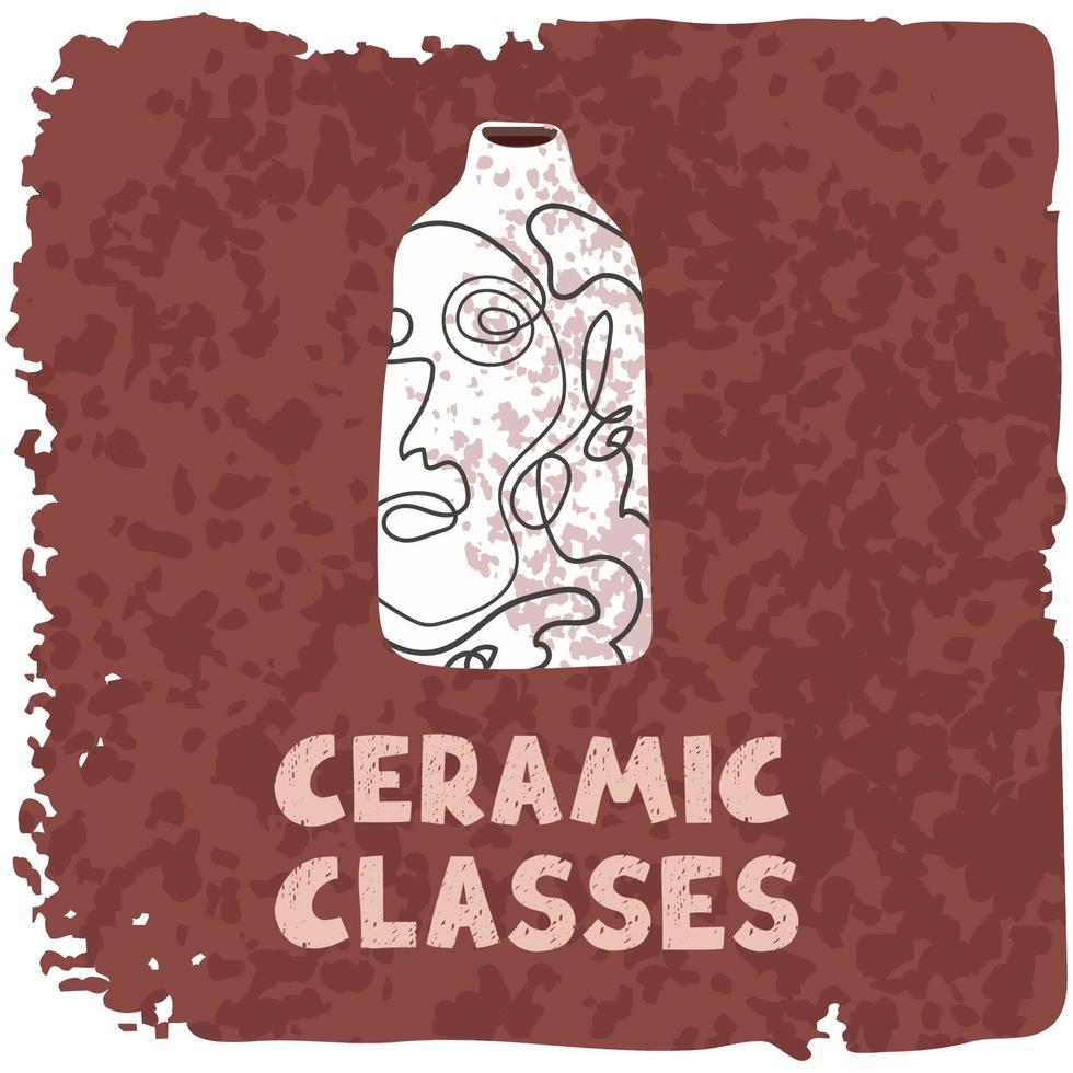 Vector colorful illustration of ceramic vase. Ceramic classes banner