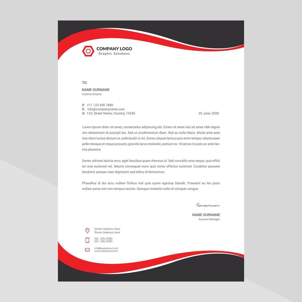 Elegant letterhead template design in minimalist style vector