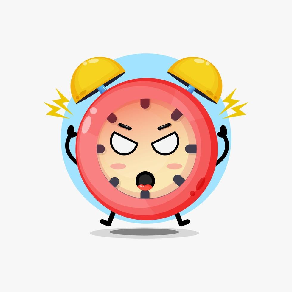 Cute alarm clock character is angry vector