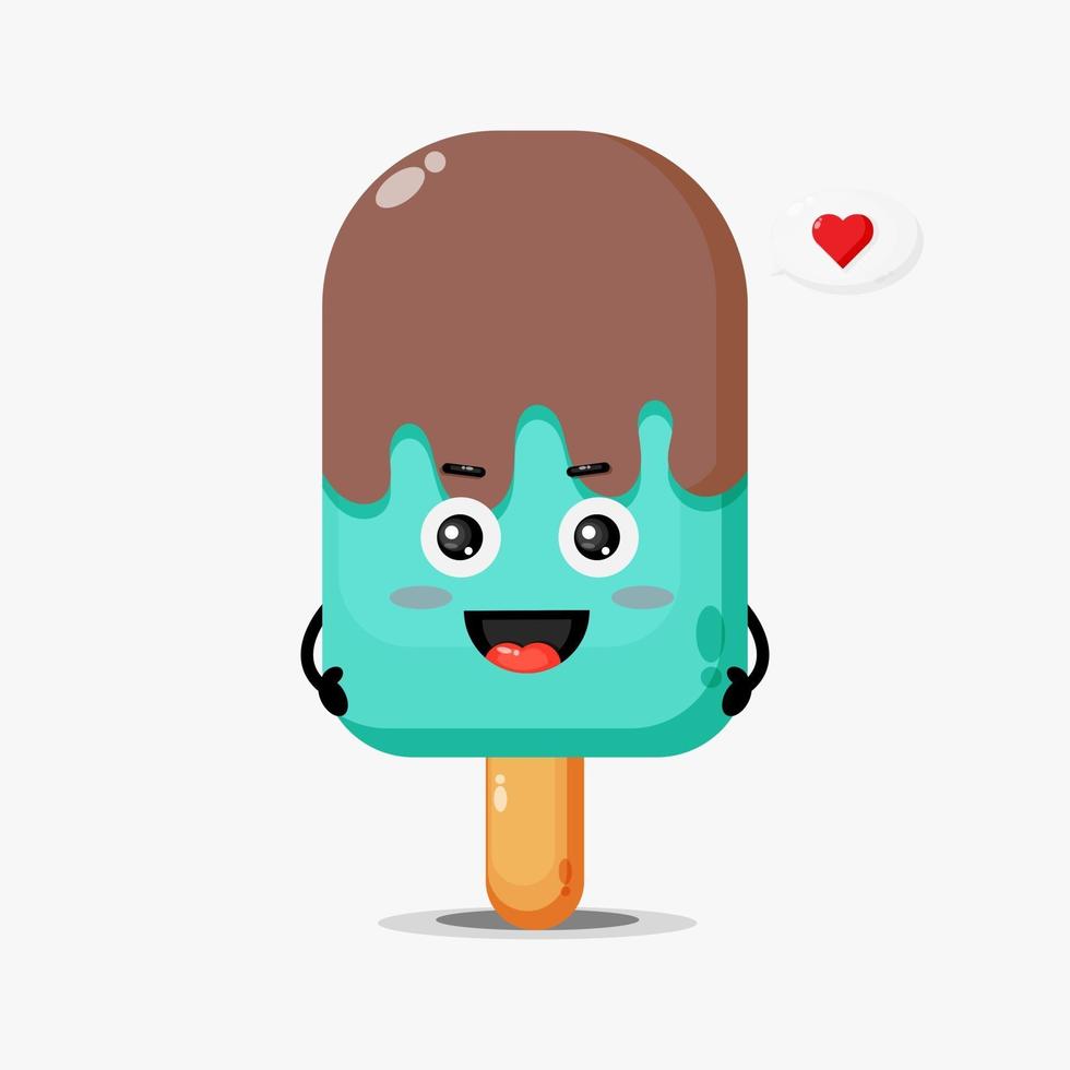 Cute happy ice cream character vector