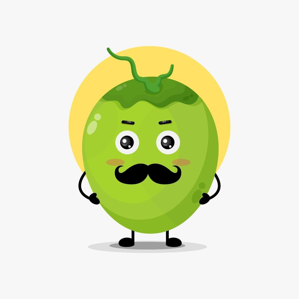 Cute coconut character with mustache vector