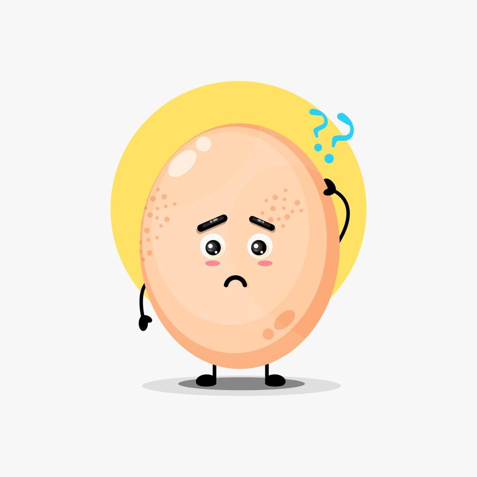 Illustration of a cute egg being confused vector