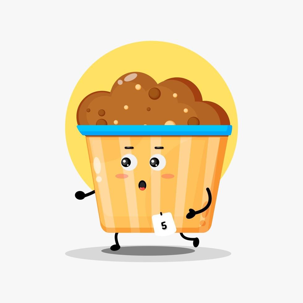 Ilustración de personaje de muffin lindo trotar vector