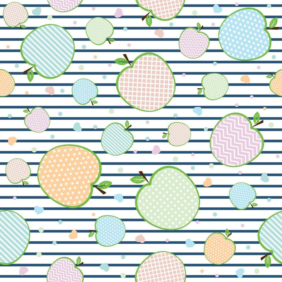 patrón de manzana con adorno vector