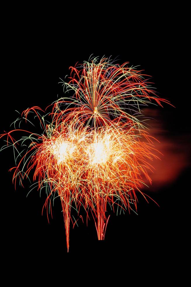 Beautiful fireworks on black background. photo