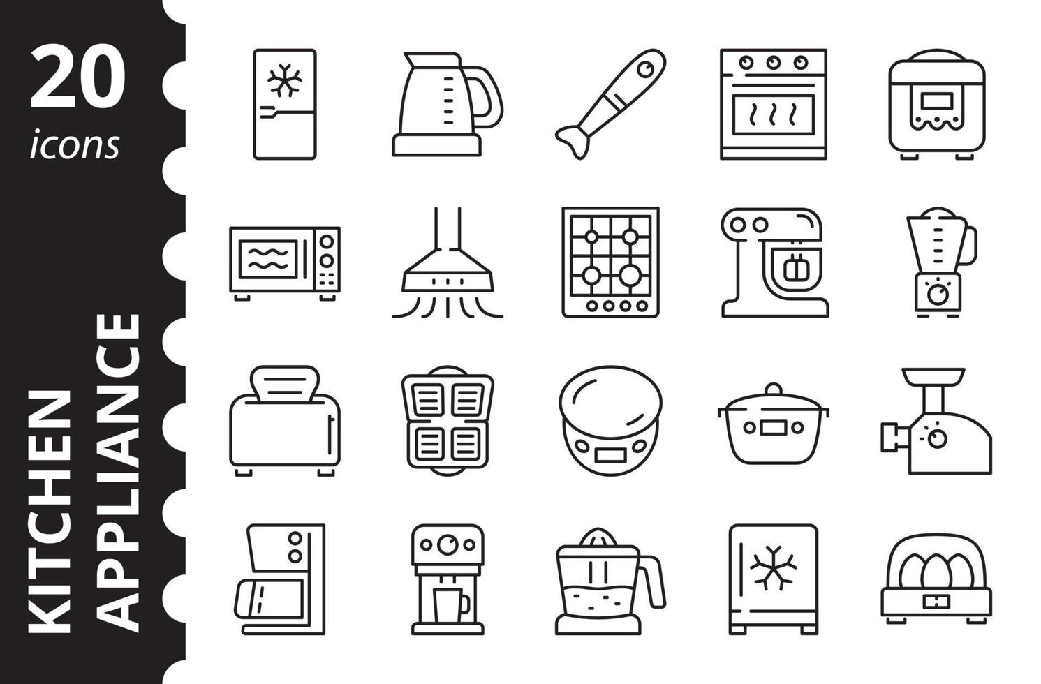 electrodomésticos de cocina - conjunto de iconos lineales. símbolos vectoriales. vector