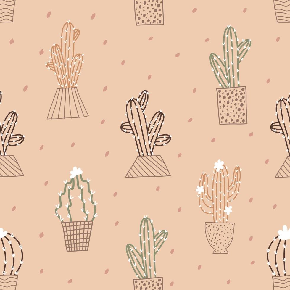 Vector seamless pattern cactus cute