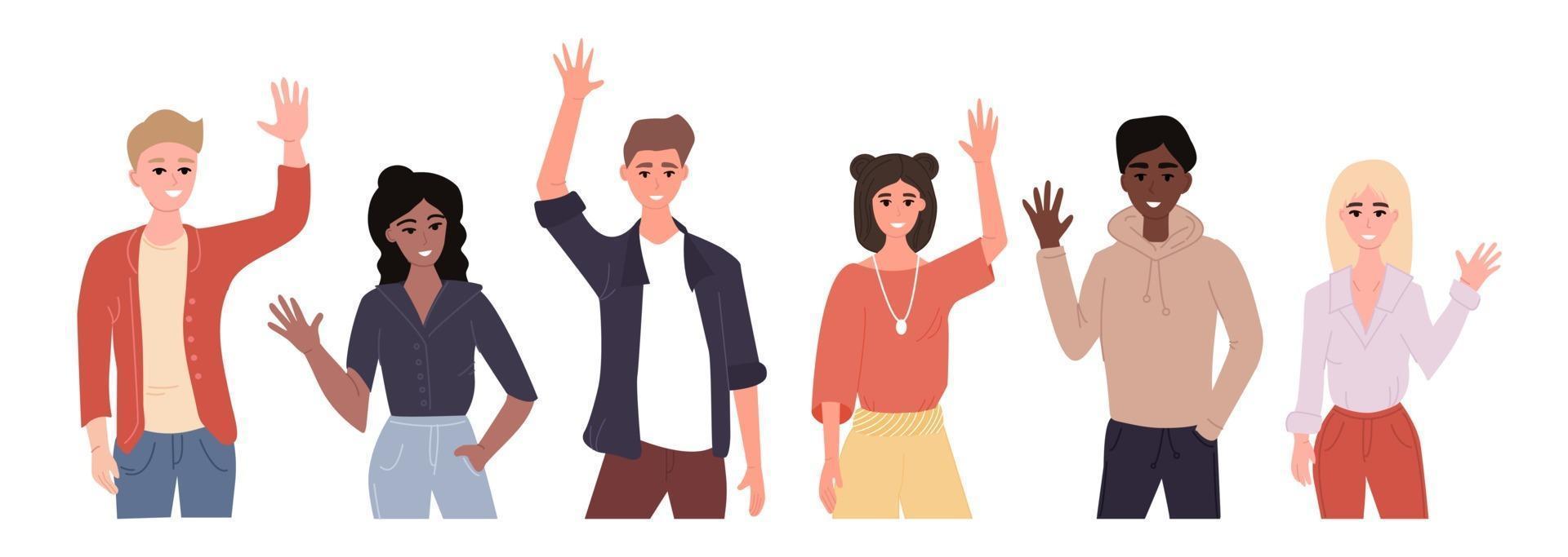 Different nations representatives waving hand vector