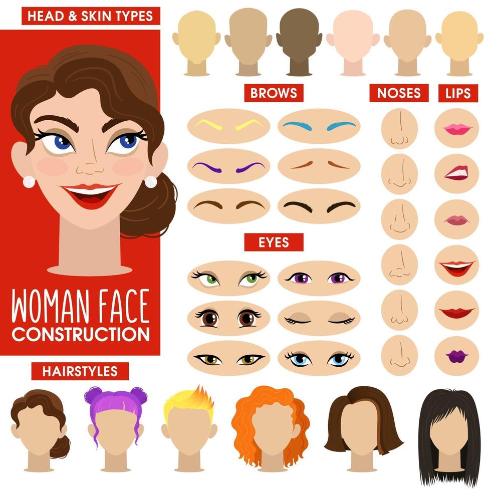 Woman face constructor. vector