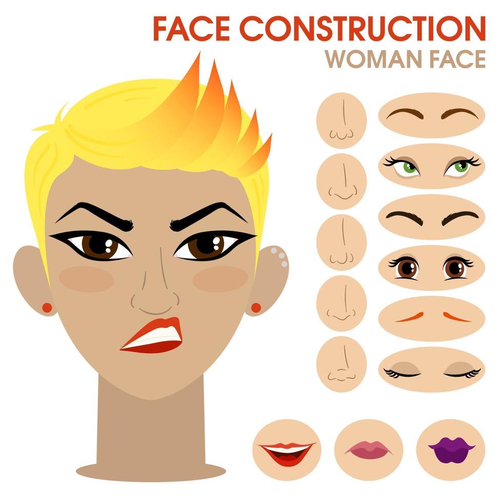 constructor de rostro de mujer. vector