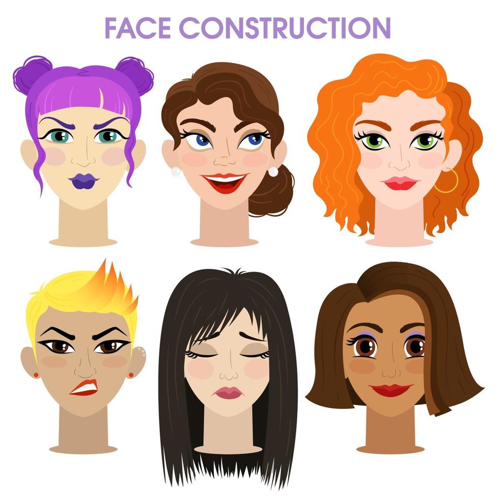 constructor de rostro de mujer. vector