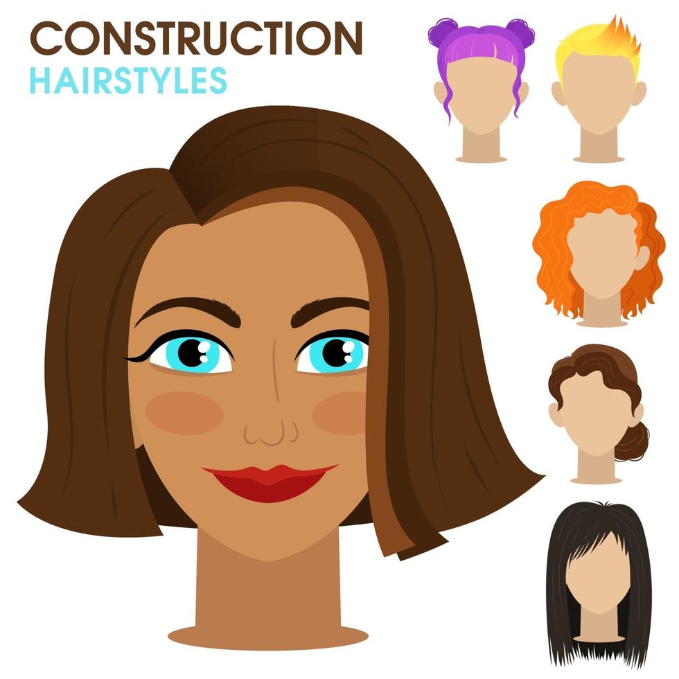 constructor de rostro de mujer. vector