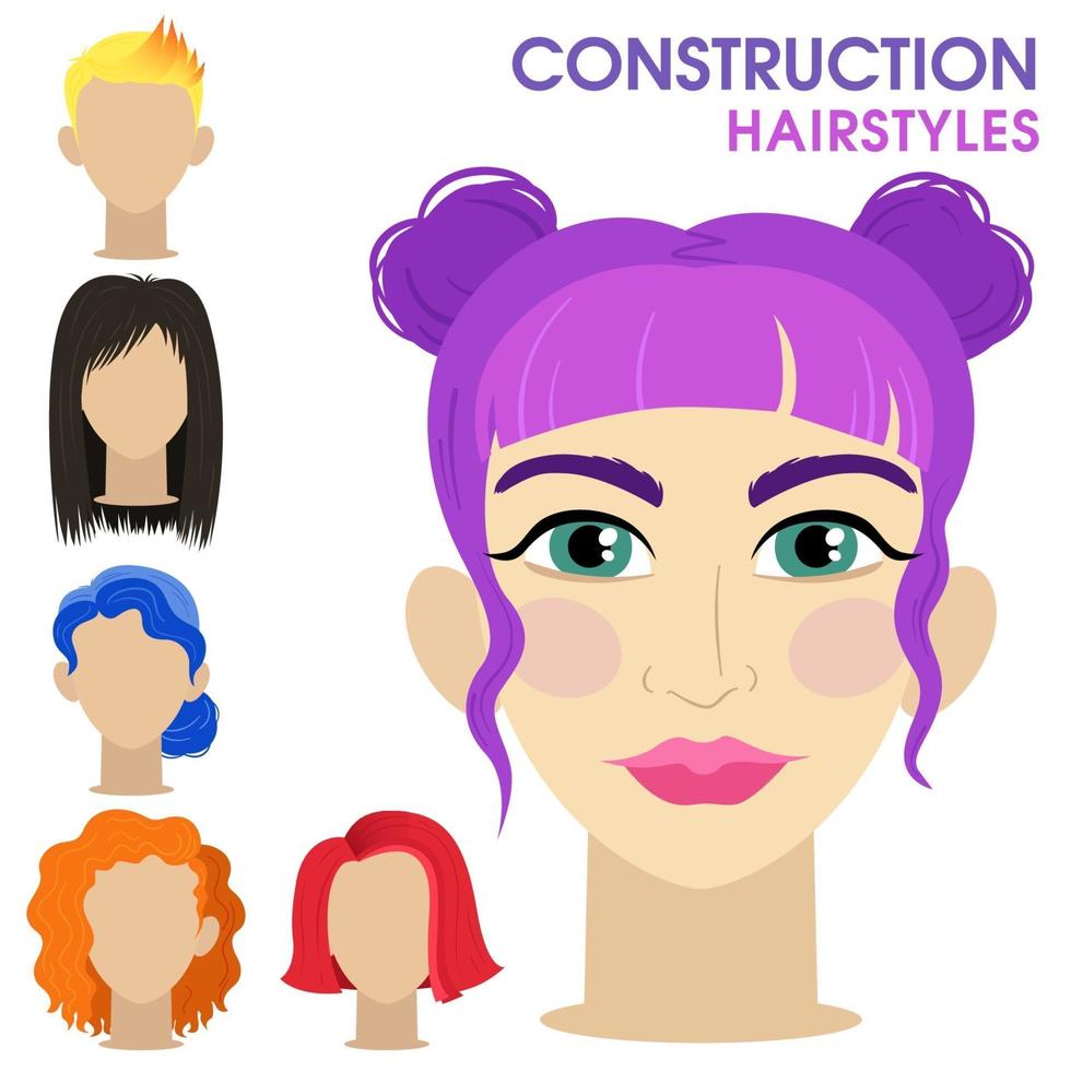 constructor de rostro de mujer. vector