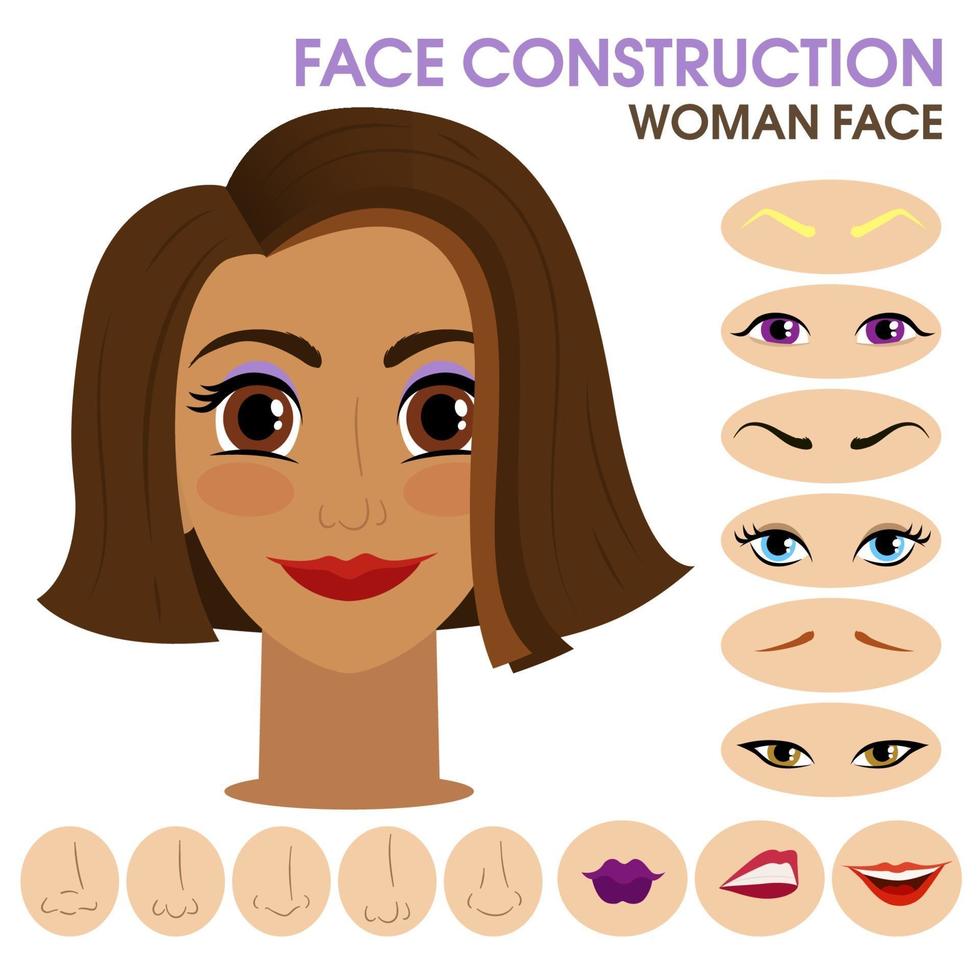 constructor de rostro de mujer. vector