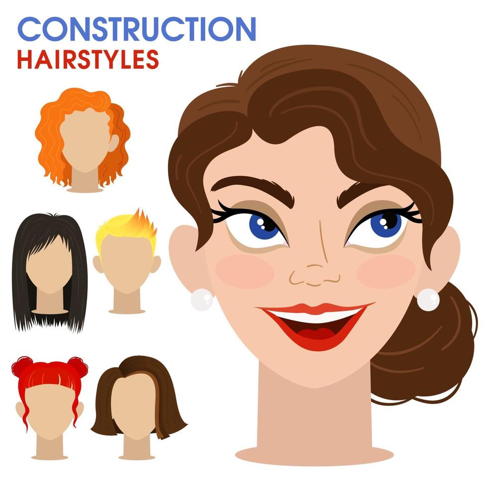 constructor de rostro de mujer. vector