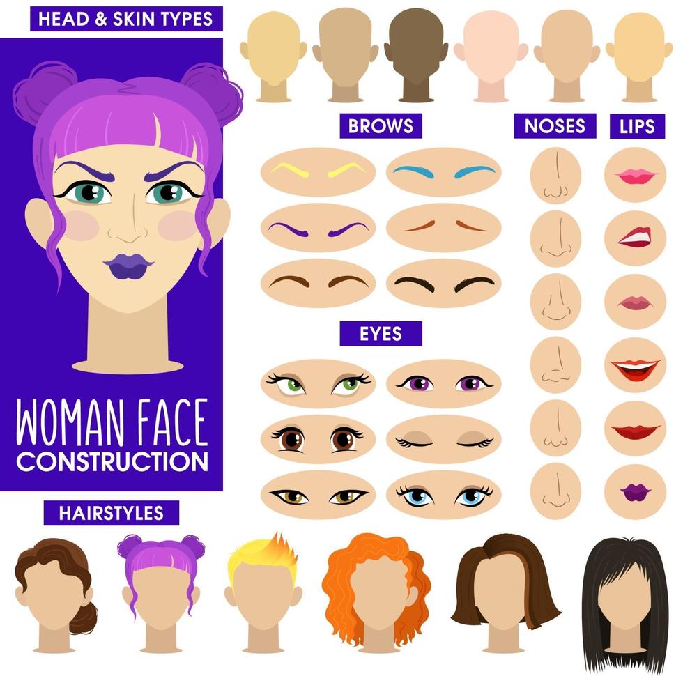 Woman face constructor. vector