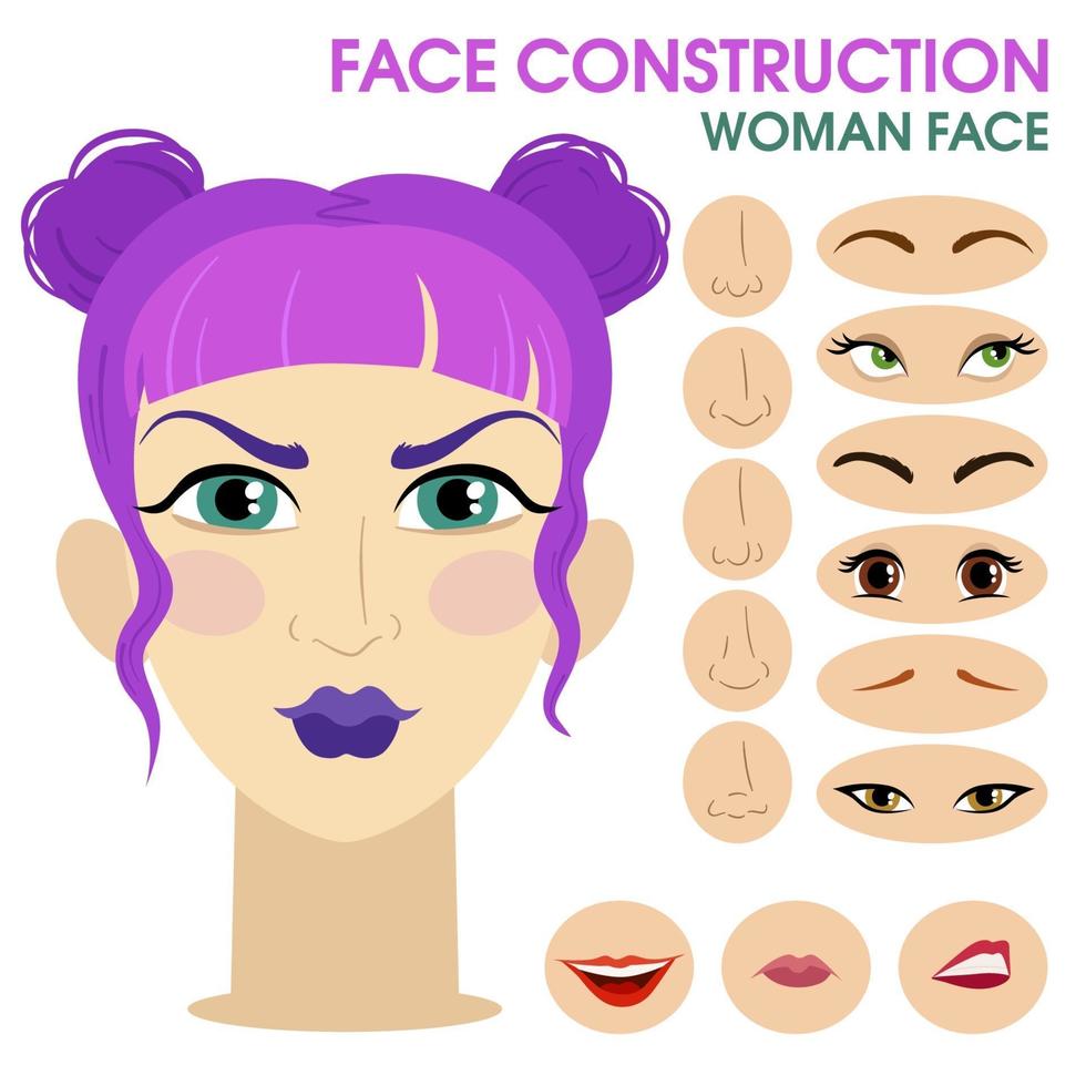 constructor de rostro de mujer. vector