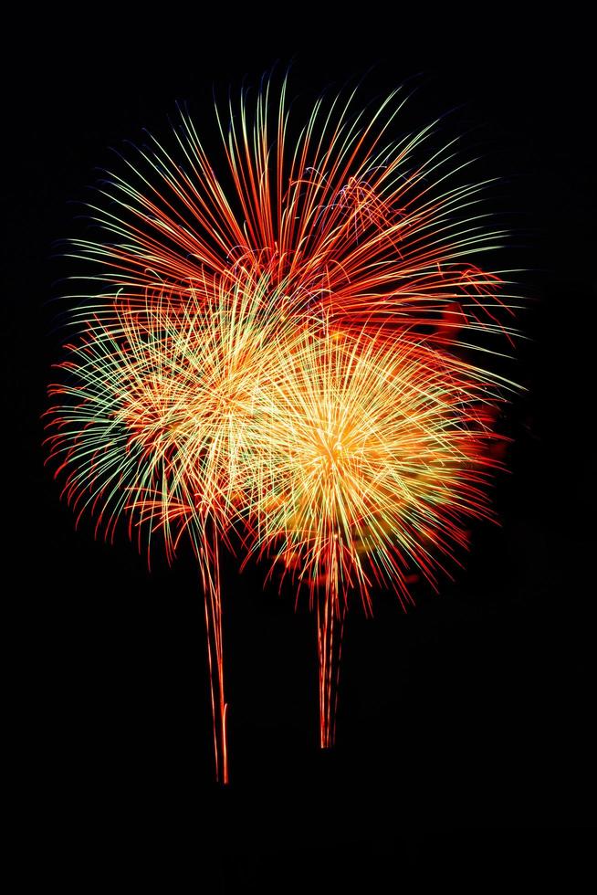 Beautiful fireworks on black background. photo