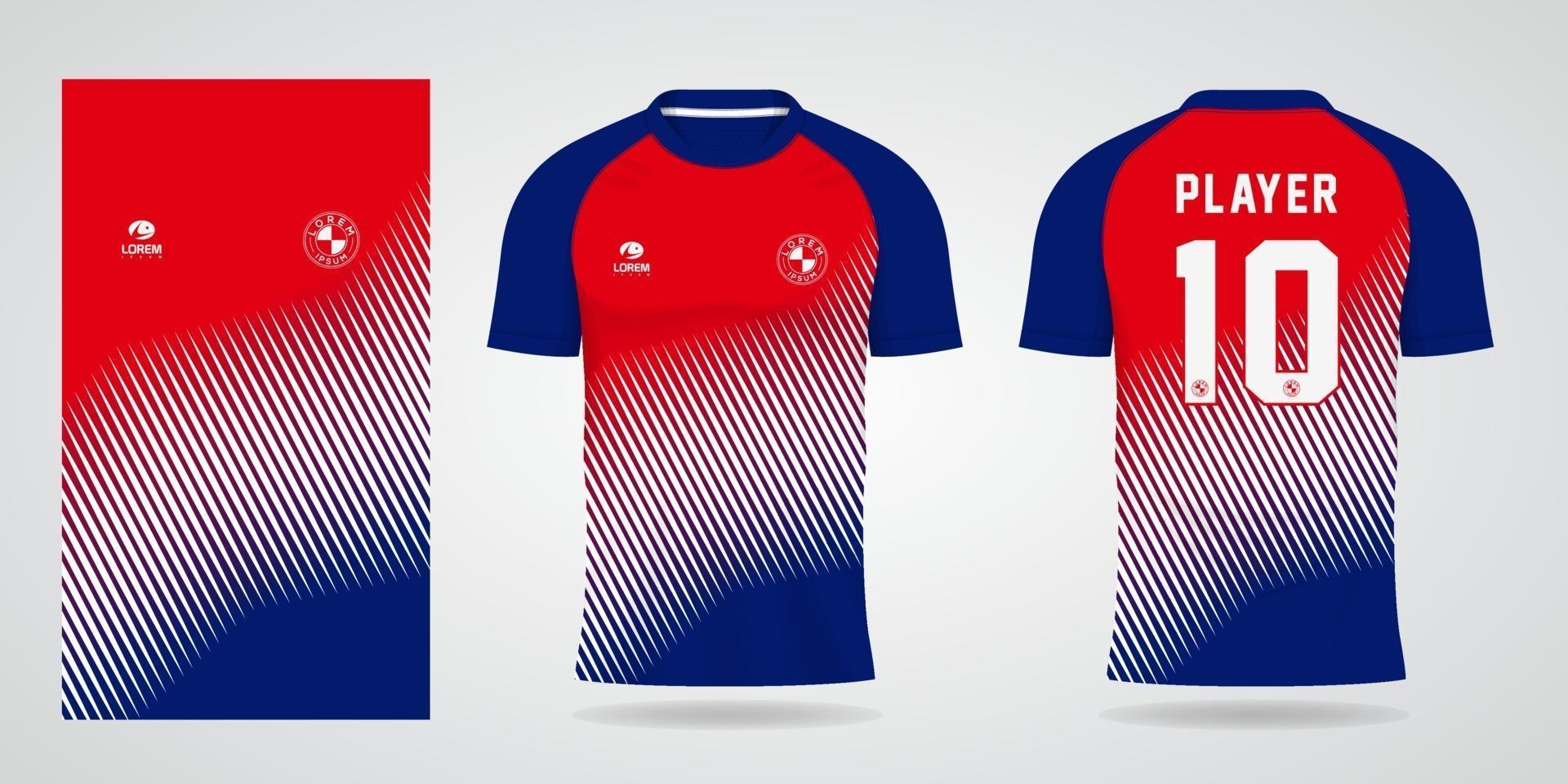 red white blue jersey template for team uniforms and Soccer t shirt vector
