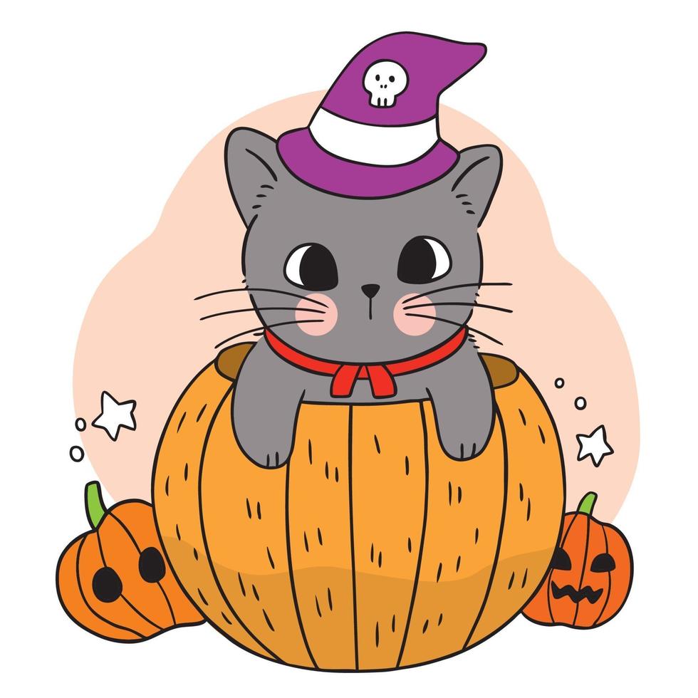 Dibujar a mano dibujos animados lindo gato negro de Halloween dentro de vector de calabaza. 3137178 Vector en Vecteezy Dibujar a mano dibujos animados lindo gato negro de Halloween dentro de vector de calabaza. 3137178 Vector en Vecteezy