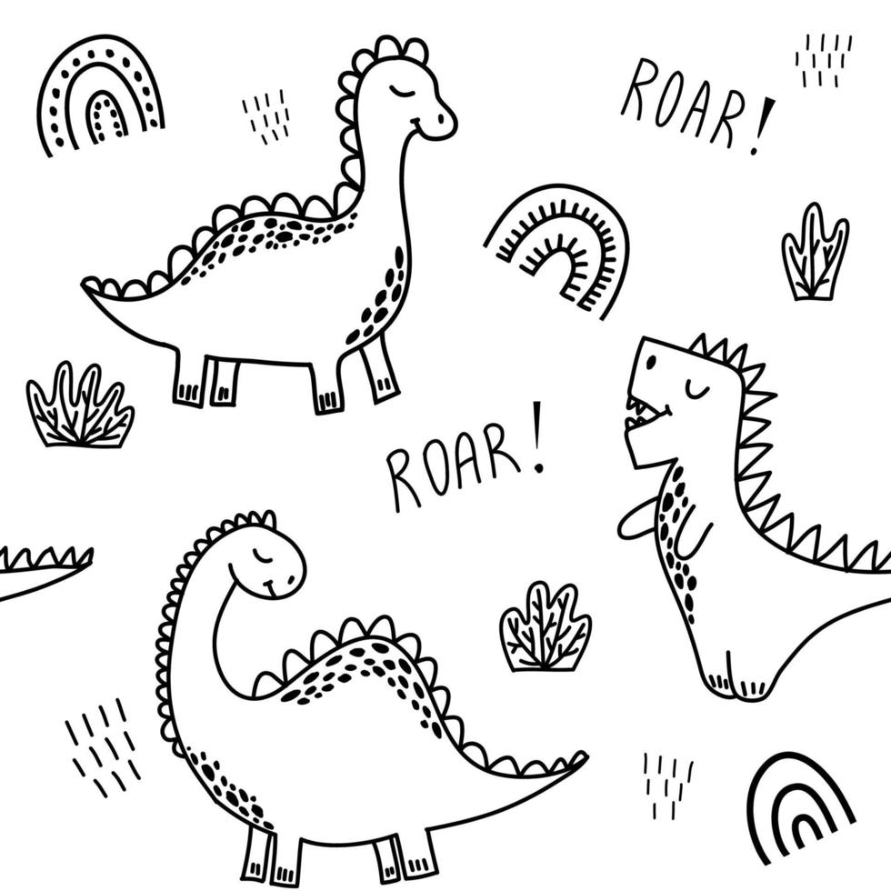 Children's seamless pattern with dinosaurs. vector
