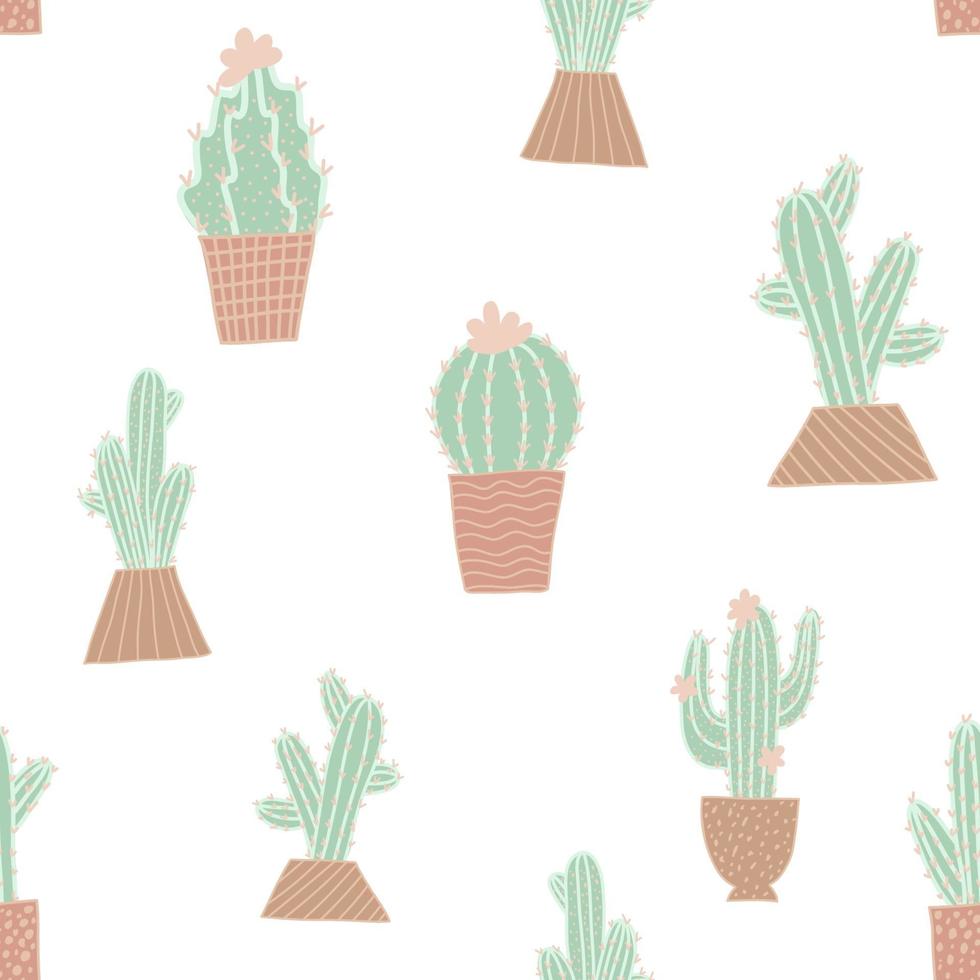 Cute cactus seamless pattern vector