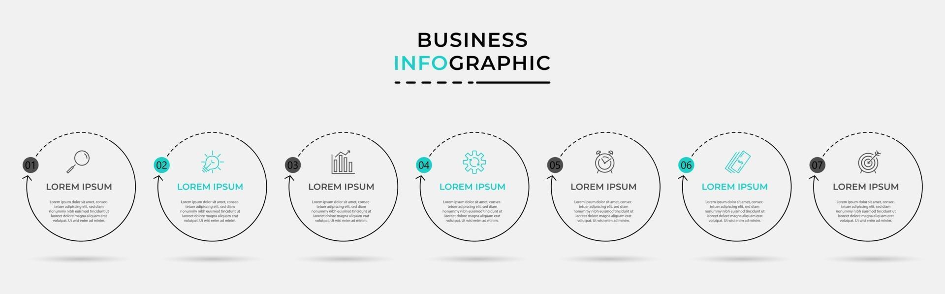 Infographic design template with icons and 7 options or steps vector