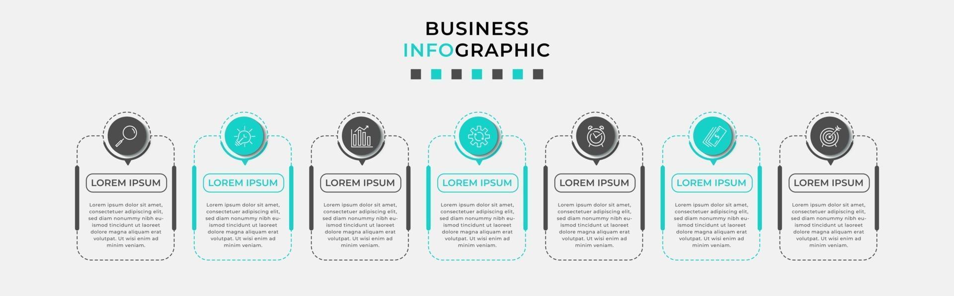 Infographic design template with icons and 7 options or steps vector