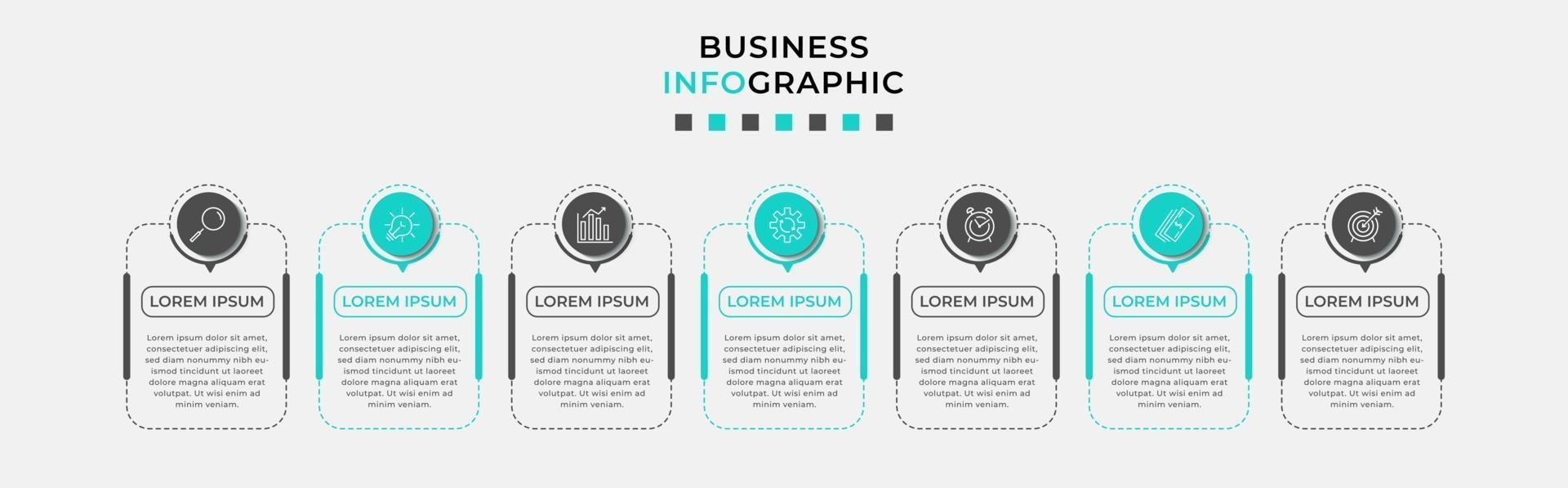 Infographic design template with icons and 7 options or steps vector