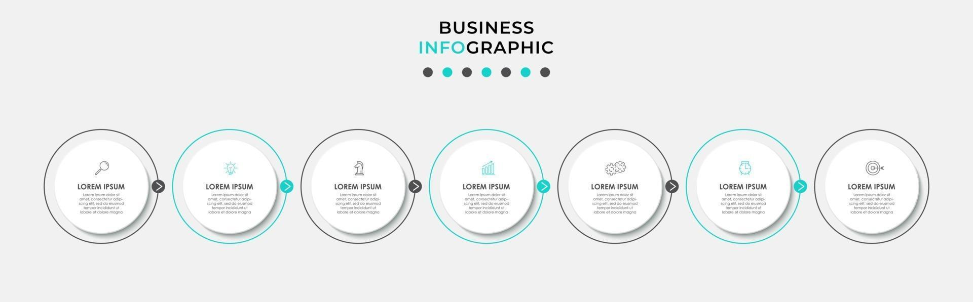 Plantilla de diseño infográfico con iconos y 7 opciones o pasos. vector