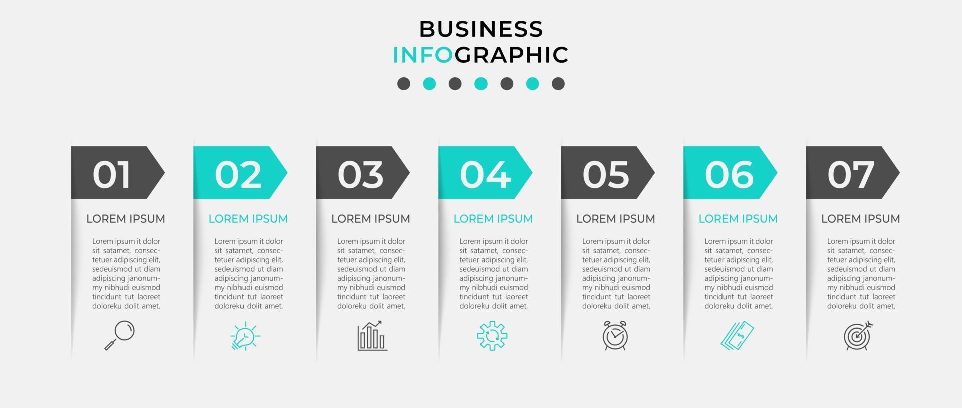 Infographic design template with icons and 7 options or steps vector