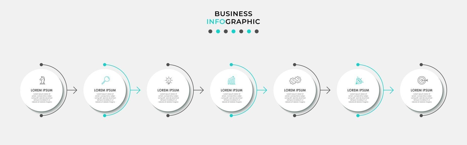 Plantilla de diseño infográfico con iconos y 7 opciones o pasos. vector