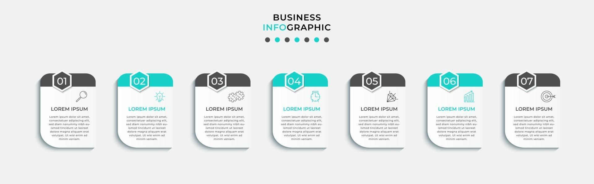 Infographic design template with icons and 7 options or steps vector