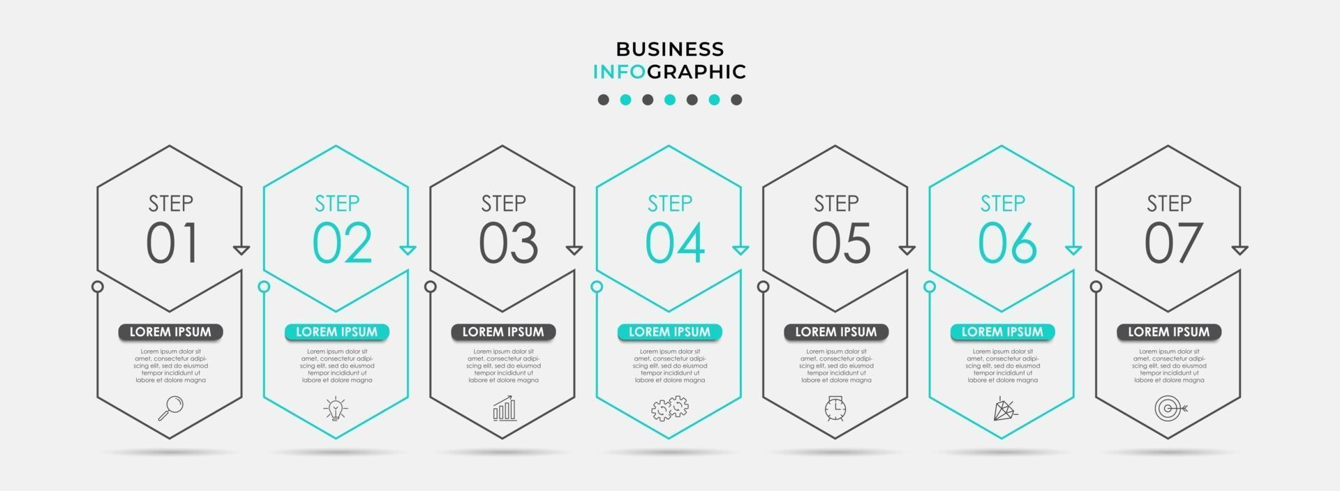 Infographic design template with icons and 7 options or steps vector