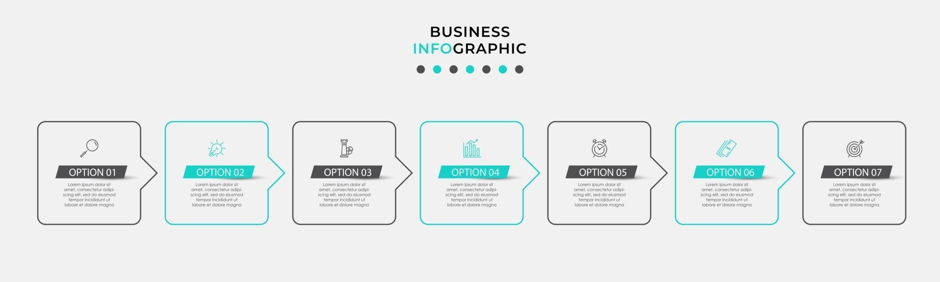 Infographic design template with icons and 7 options or steps vector